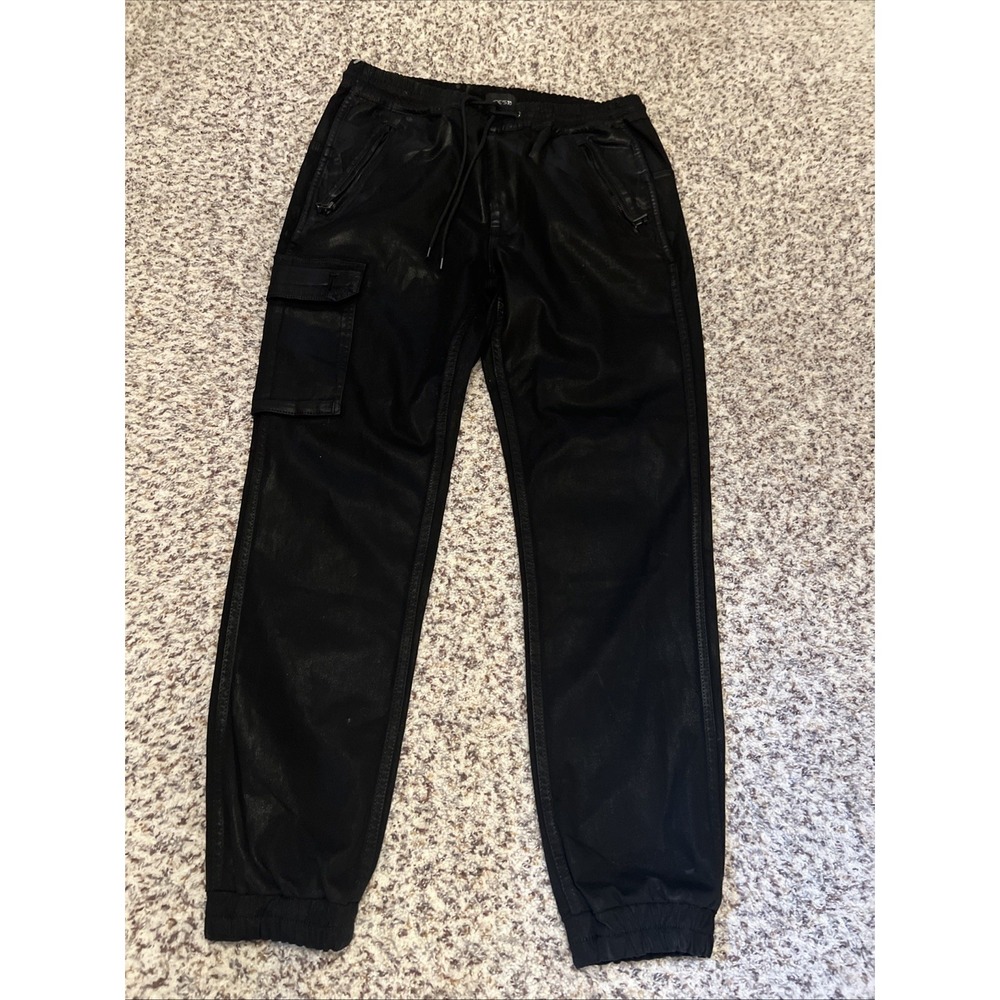 Joe's Jeans Coated  Mens M Kinetic Cargo‎ Jogger Pants Coated Black Sz 30